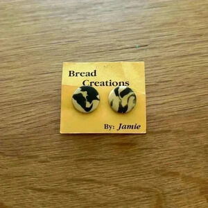 Vintage Earrings - Unique Bread Creations Pierced black and white earrings